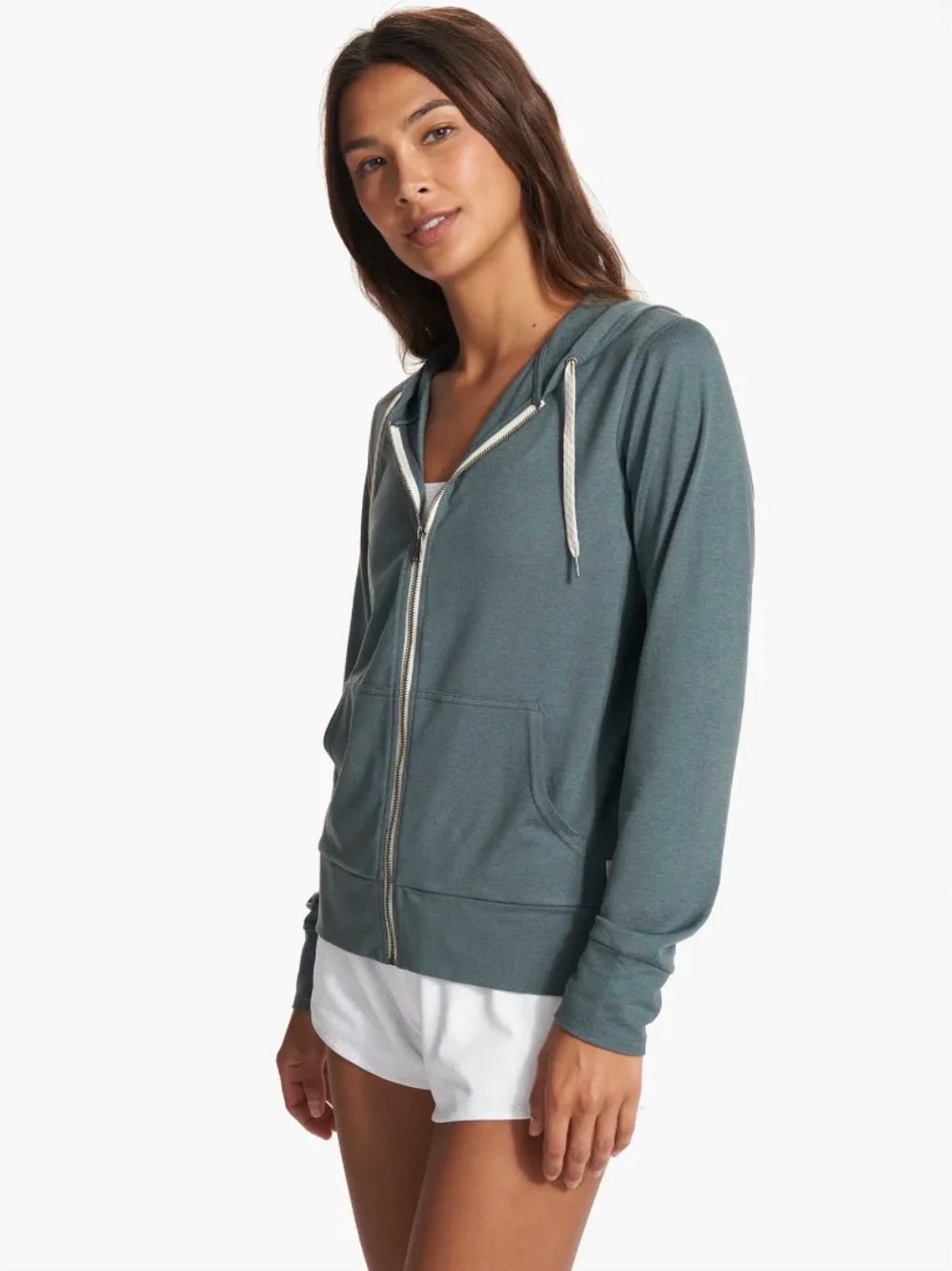 Vuori Halo Performance Zip Up Hoodie - Lake Heather